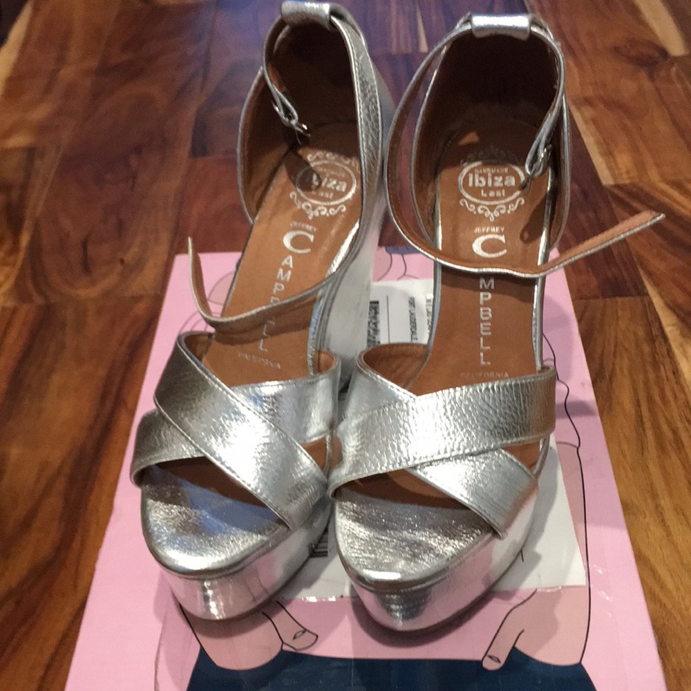 Silver metallic Jeffrey Campbell wedge